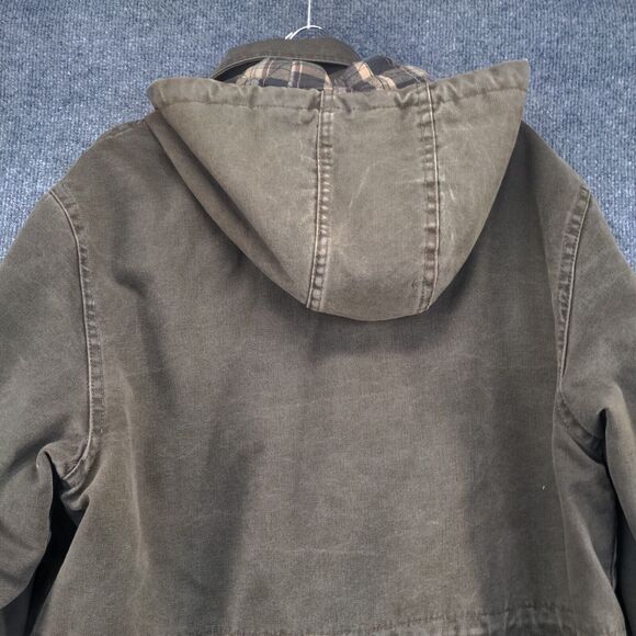 Trailways Men's Full Zip Flannel Lined Hooded Chore Field Jacket Brown XL Cotton - Picture 9 of 15